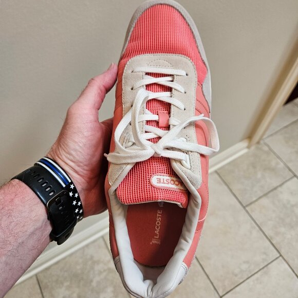 Lacoste Men's Fashion Sneakers, Salmon/Gray, Sz 12 - Picture 12 of 16